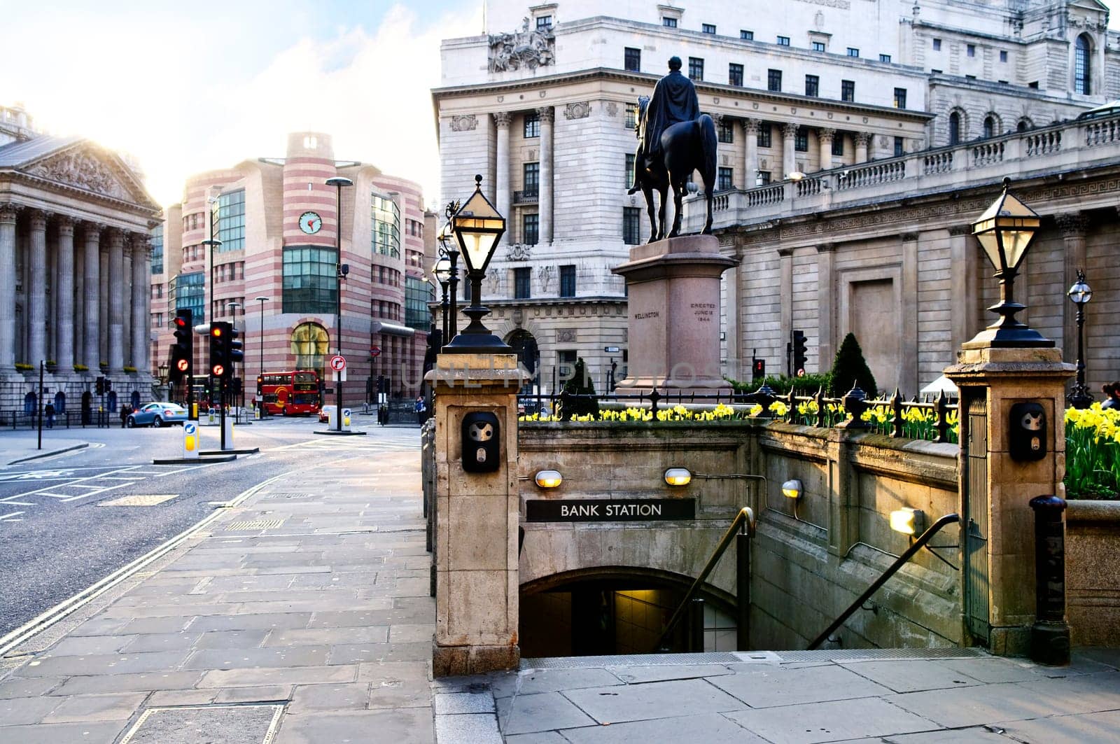 Bank station entrance in London