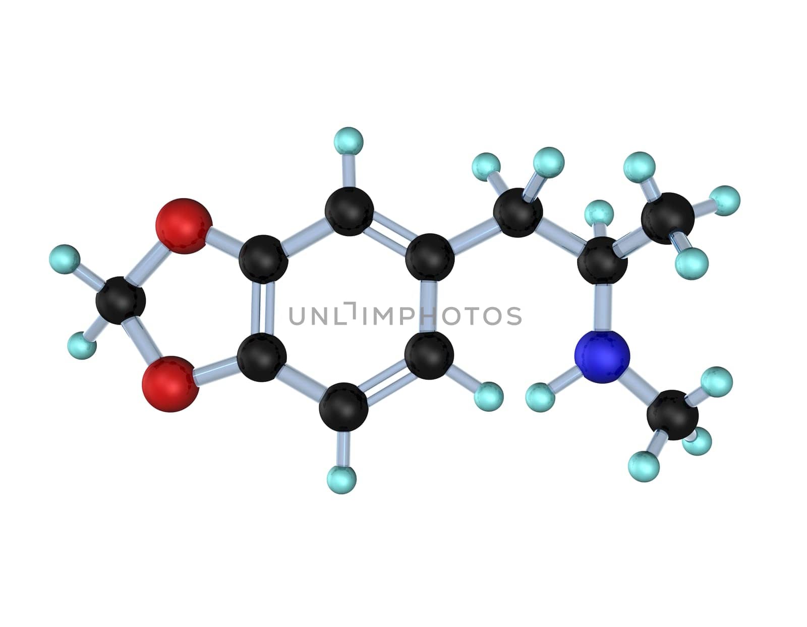 Molecule MDMA (XTC) in 3D