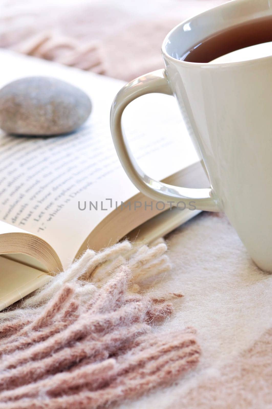 Relaxing reading with tea