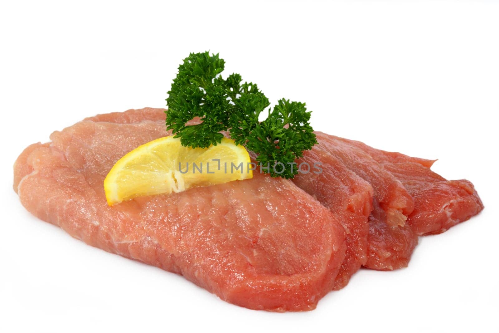Raw pork schnitzel