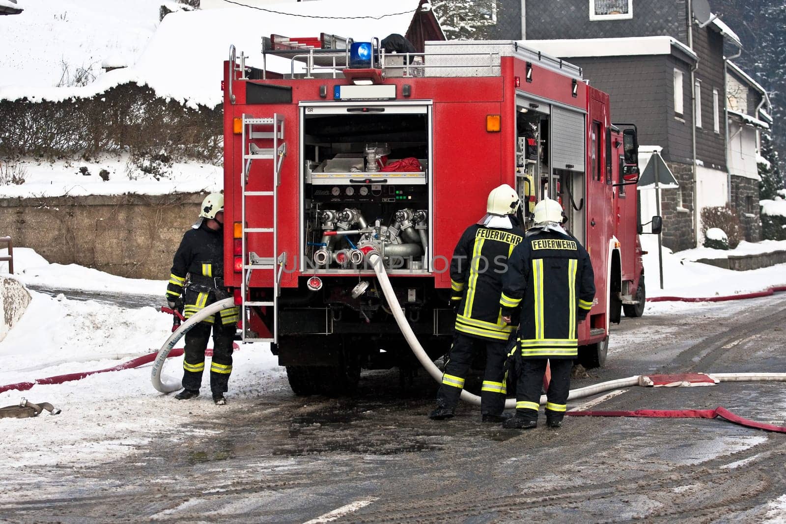 Firefighting operations in winter