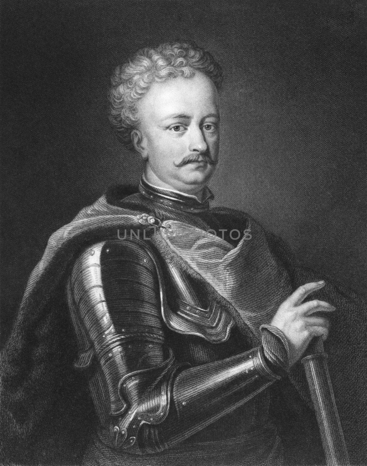 John III Sobieski (1629-1696). One of the most notable monarchs of the Polish-Lithuanian Commonwealth. Engraved by J.Thomson and published in The Gallery Of Portraits With Memoirs encyclopedia, United Kingdom, 1833.
