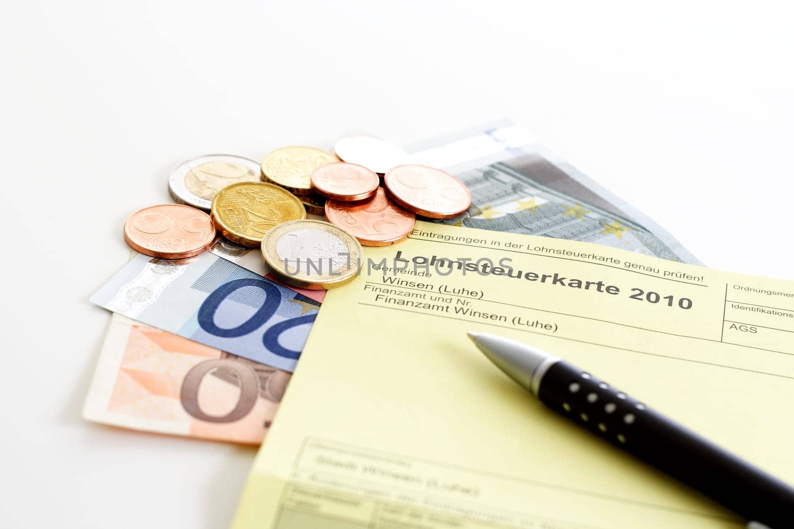 Income tax card 2010 with ballpoint pen