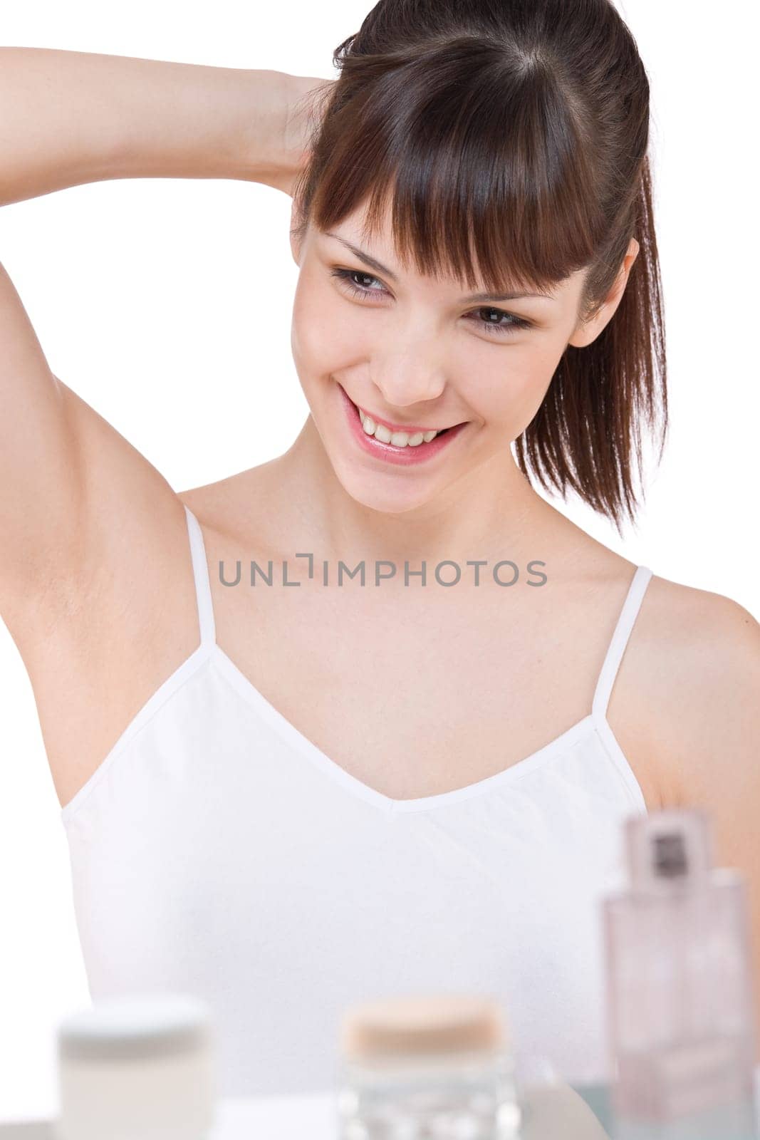 Body care Young woman in bathroom