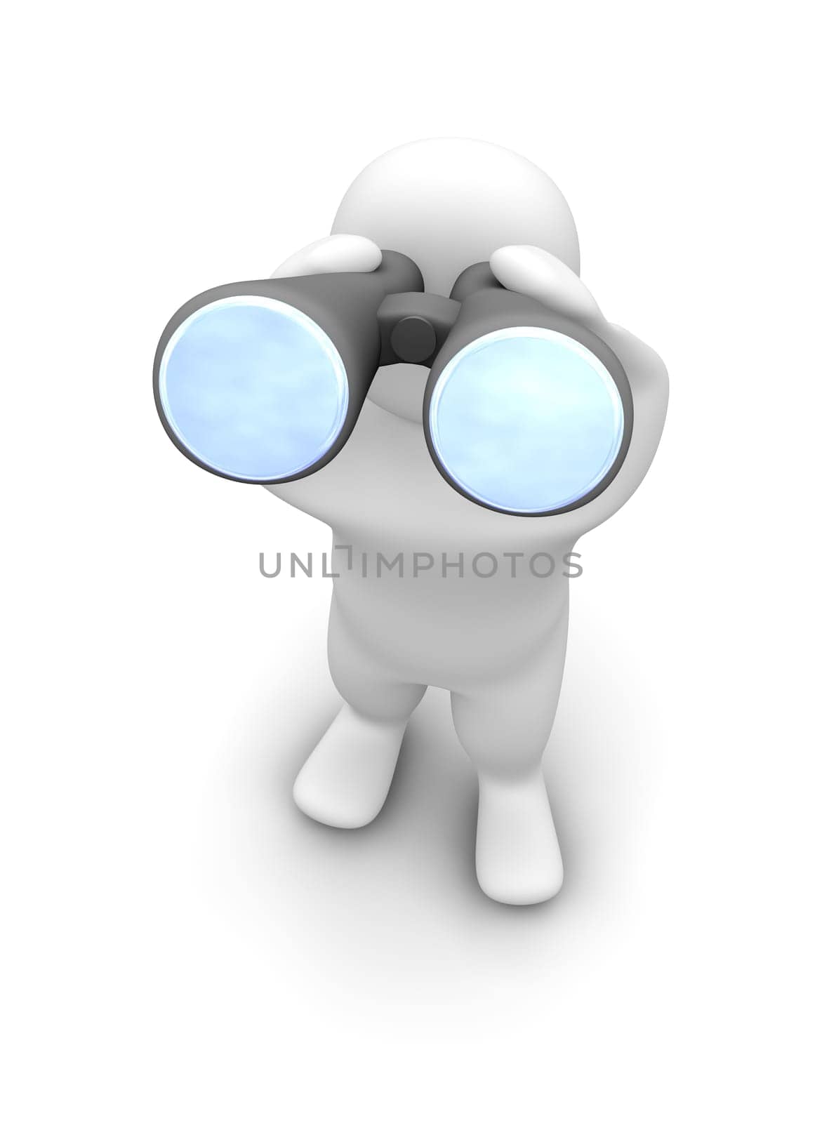 Man looking through binoculars