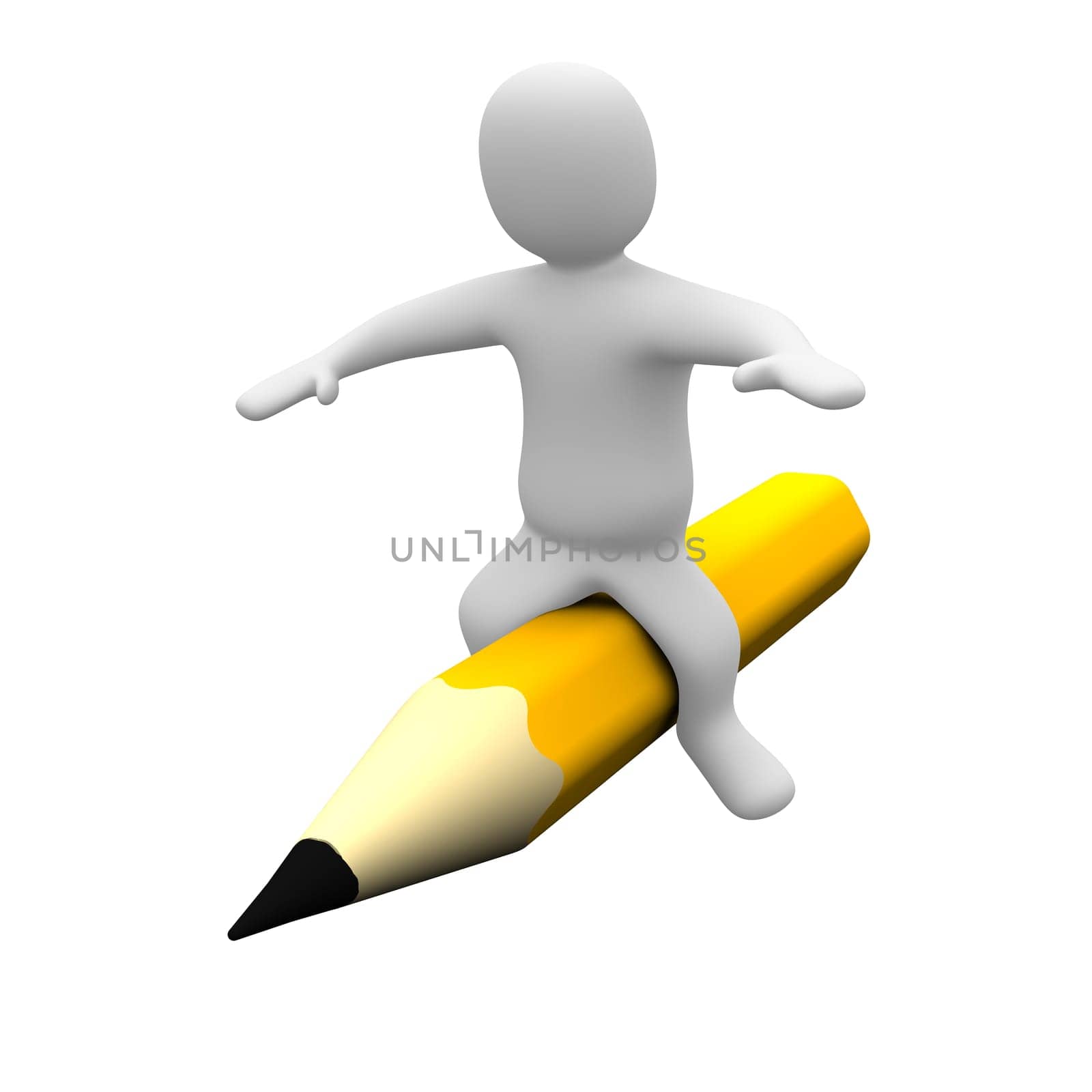Man sitting on pencil