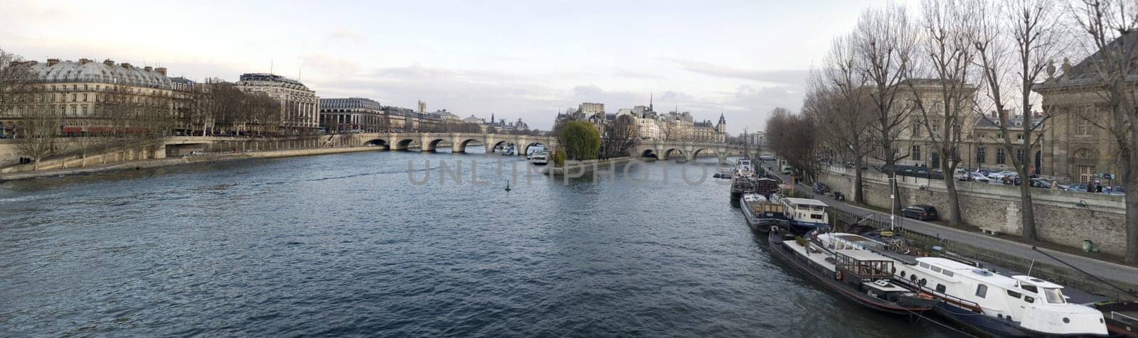 Seine and the Ile de la Cite in panoramic format