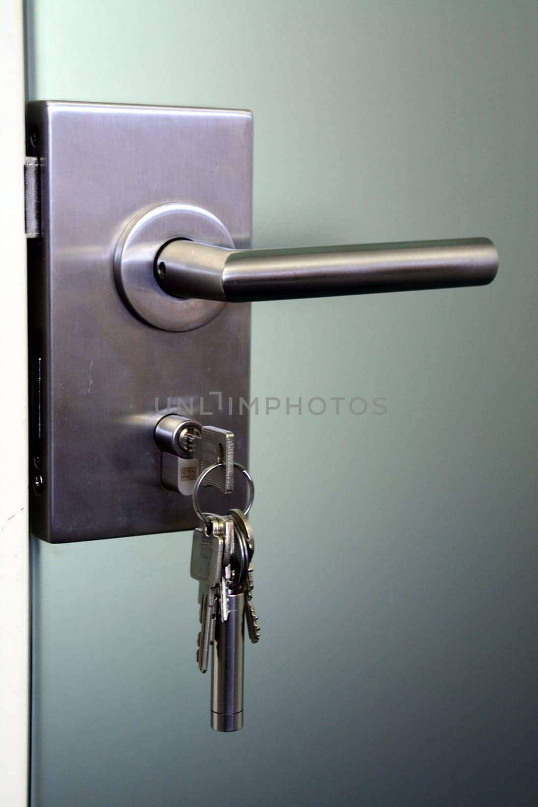 Handle with key in the lock