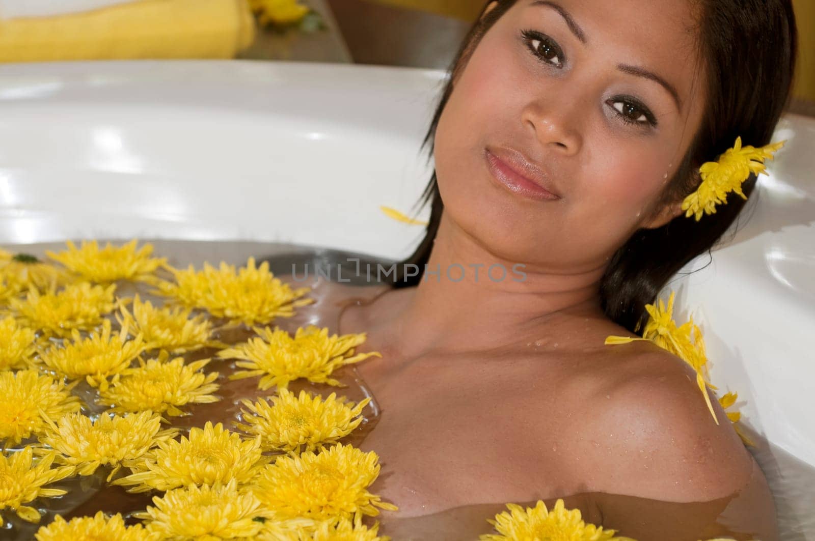 Asian woman in bath