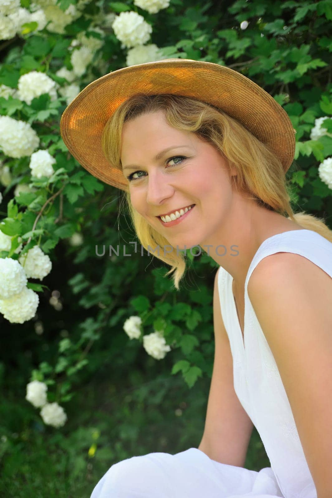 Young woman resting in garden