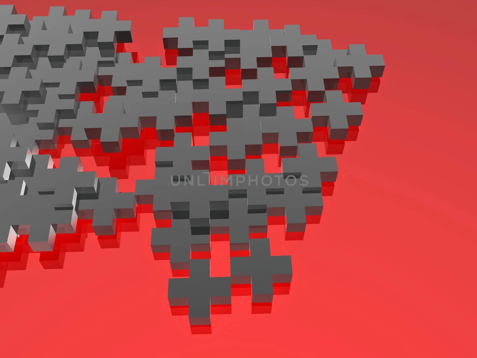 Gray pluses on red background