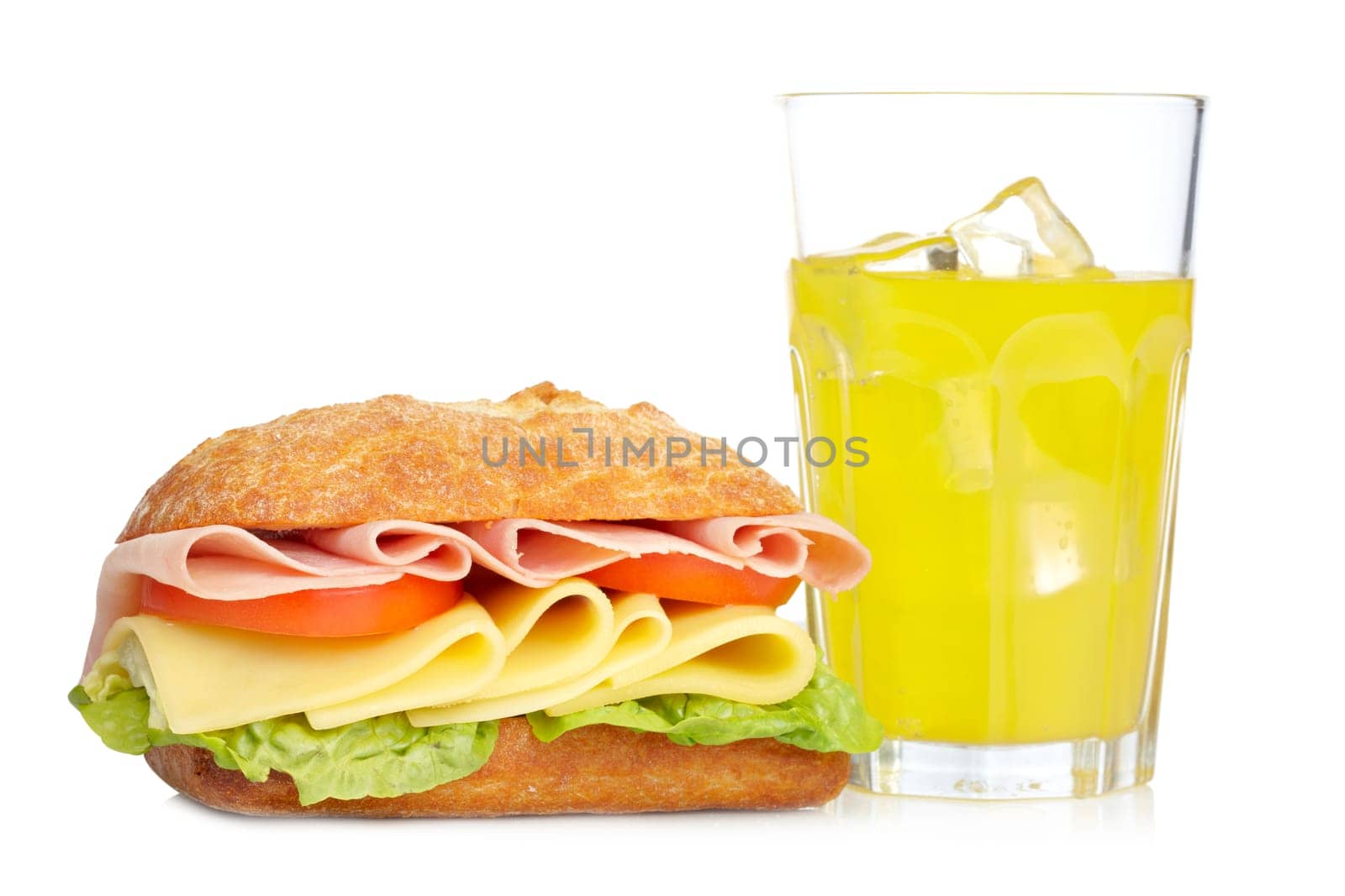 Sandwich and orange soda