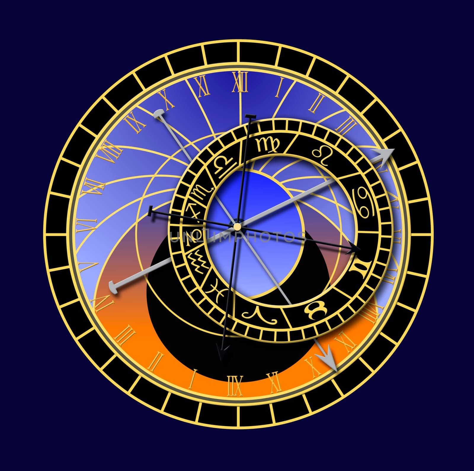 Prague astronomical clock - vector