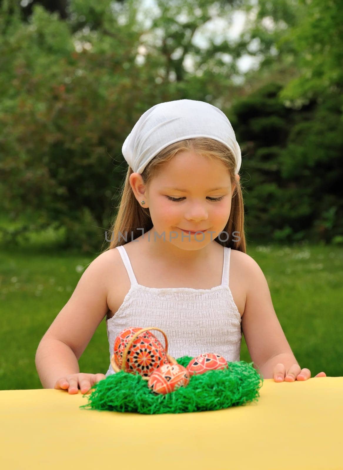 Little girl enjoying Easter time