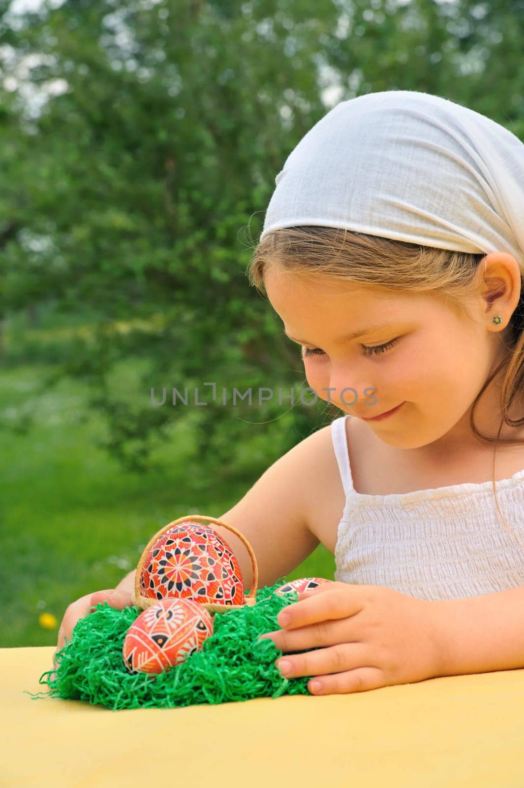 Little girl enjoying Easter time