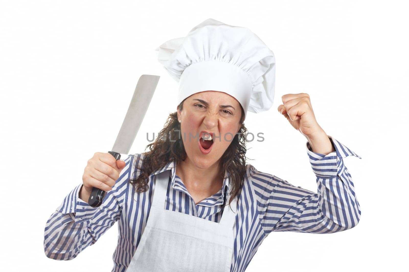Holding a meat cleaver
