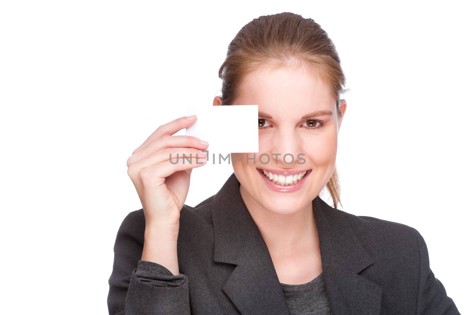 Businesswoman with business card