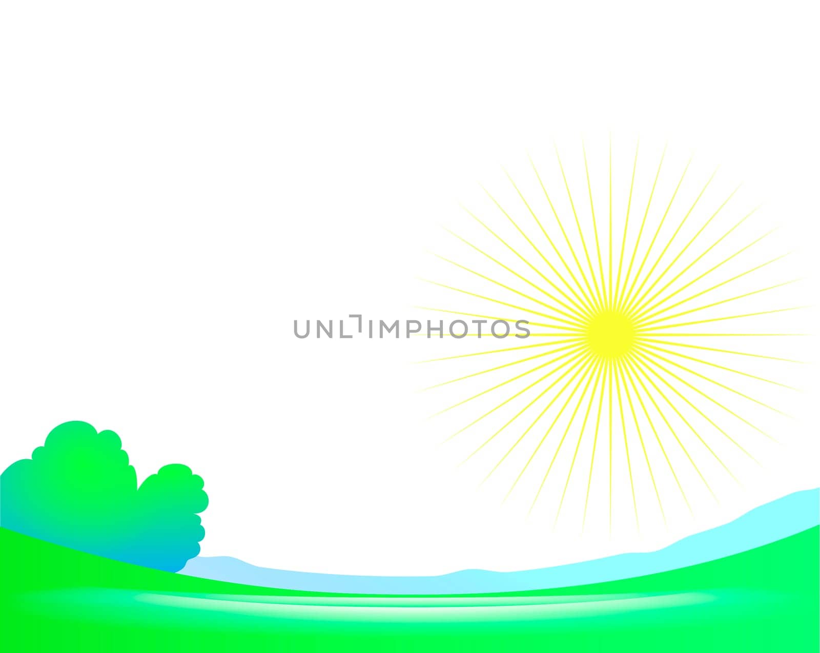 Sun Symbol Green Landscape