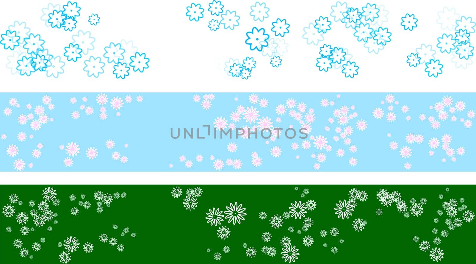 3 Banner Set Flower Pattern