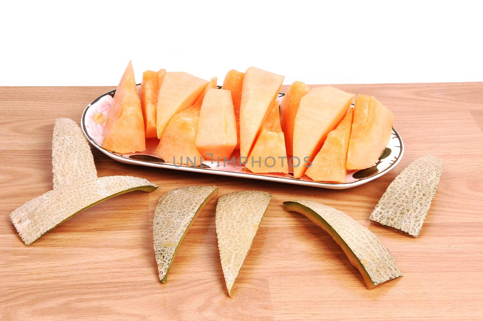 Pieces of cantaloupe.