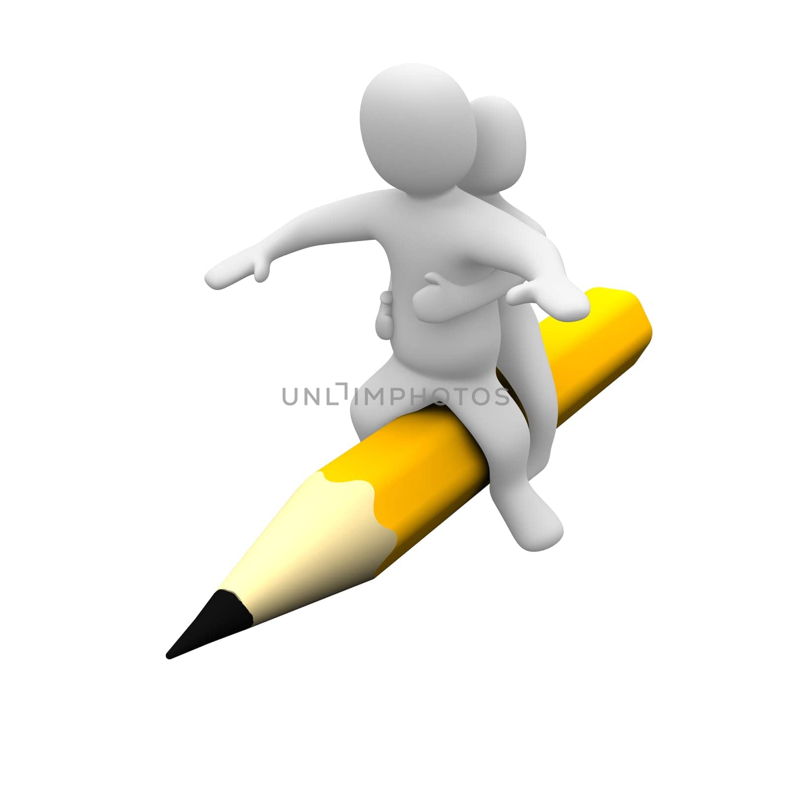 Man and woman sitting on pencil
