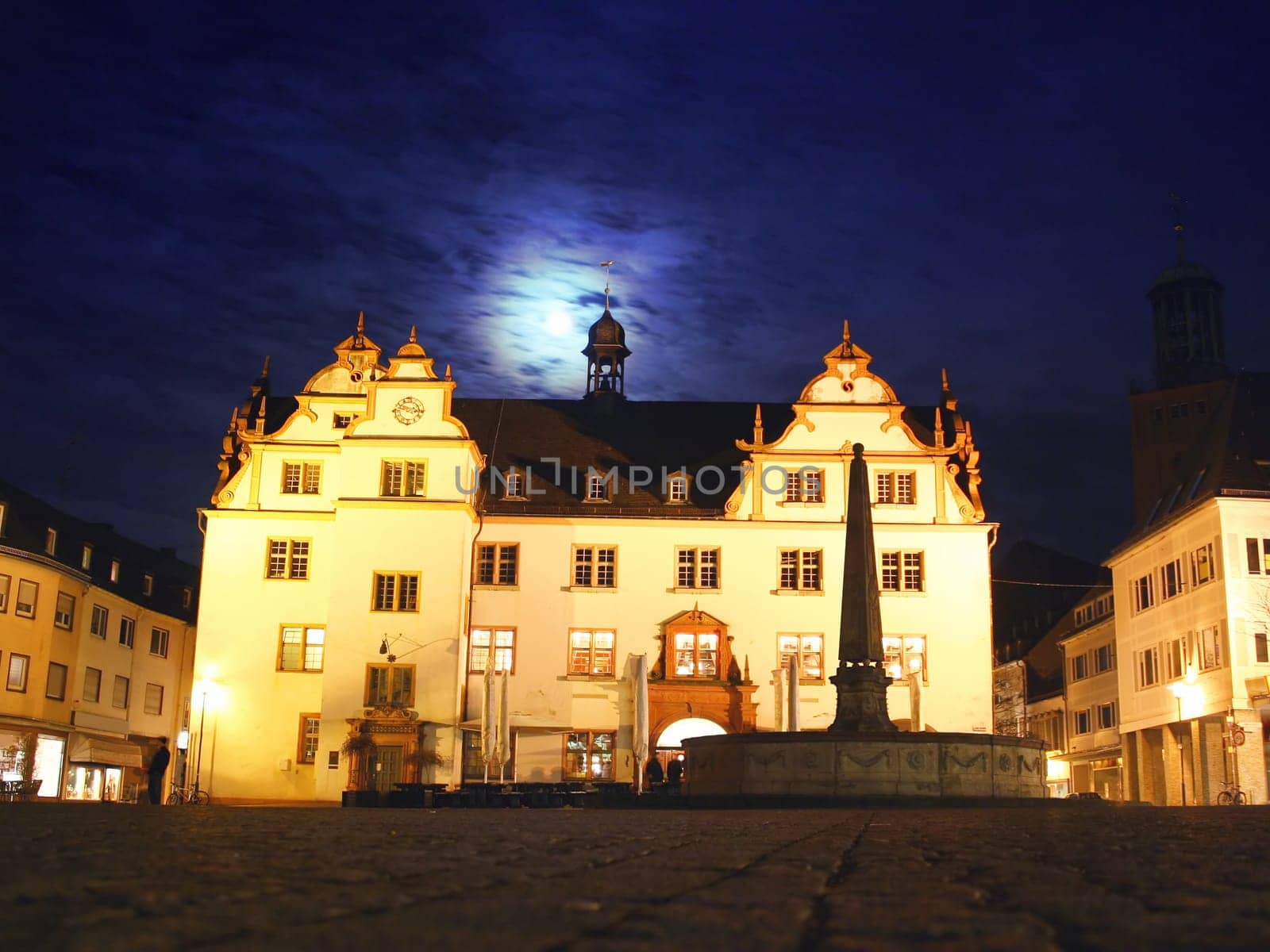 Darmstadt Town Hall in the moonlight