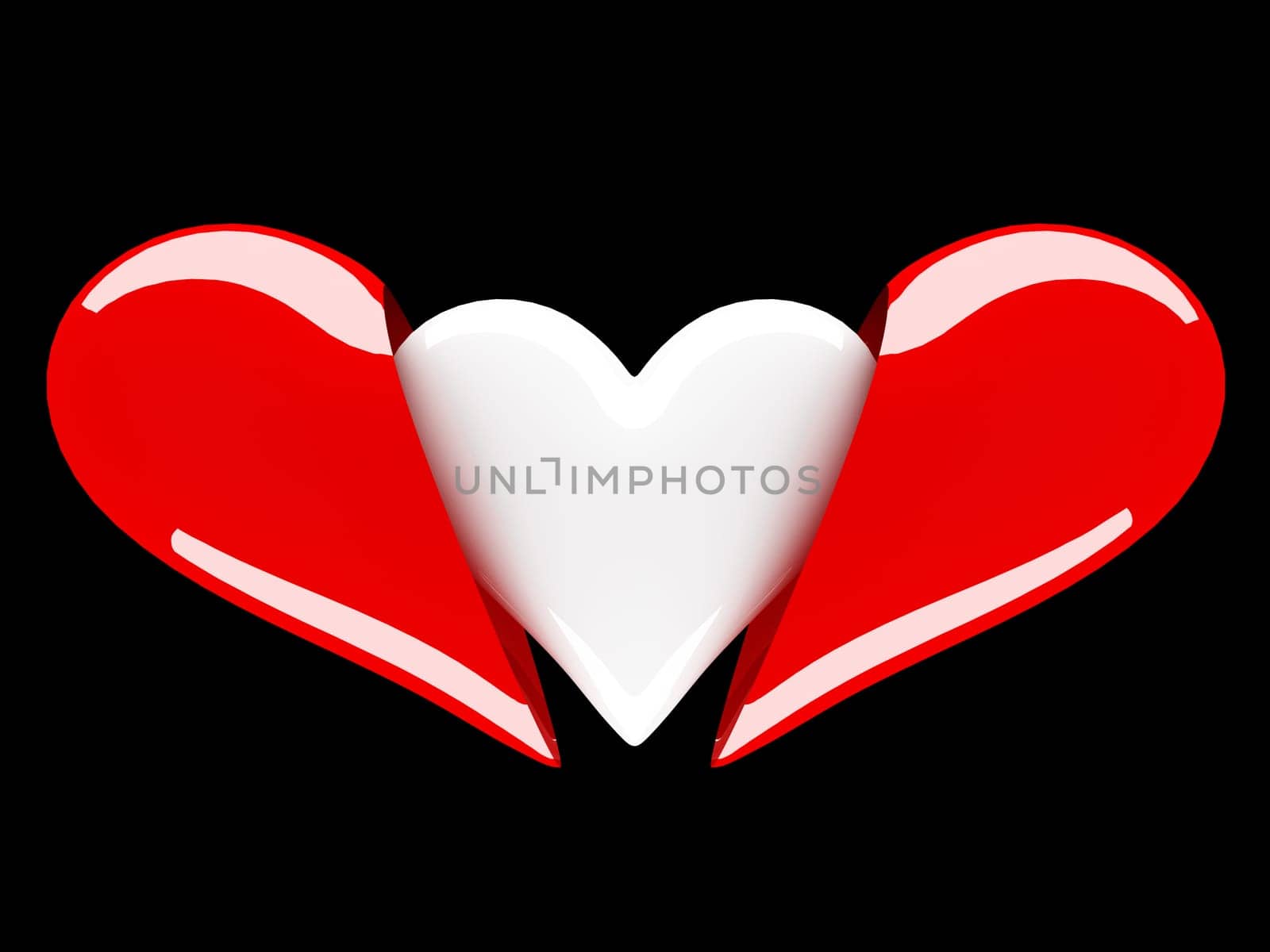little white heart and big red one background