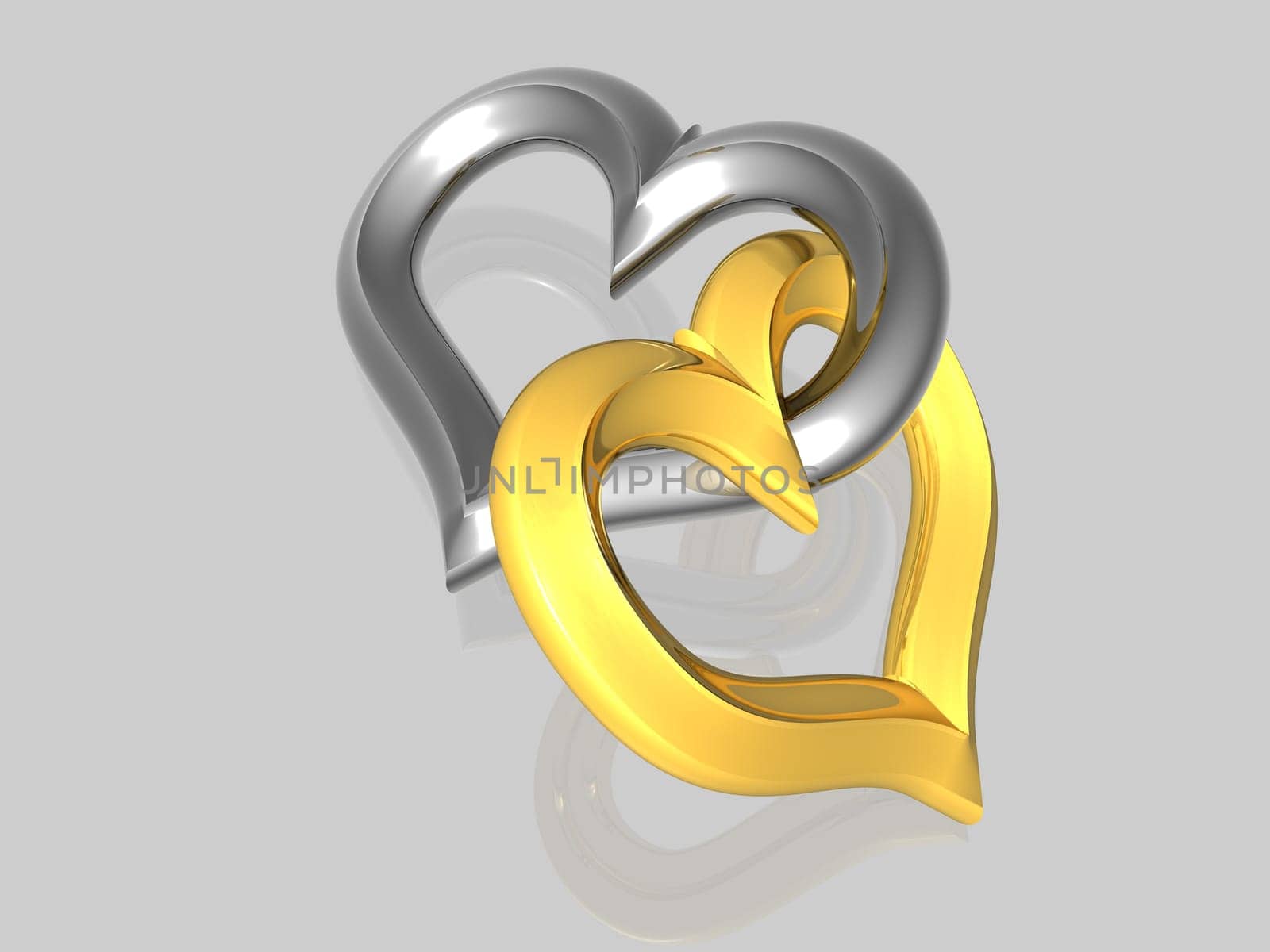 Pair of hearts - isolated - 3D