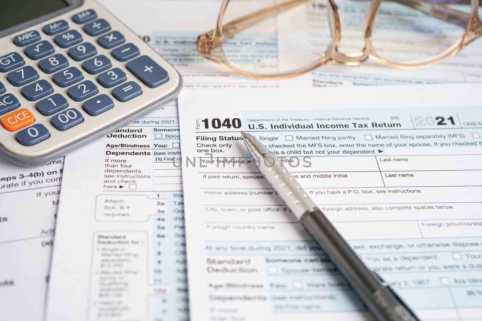 Form 1040, U.S. Individual Income Tax Return, tax forms in the U.S. tax system. by pamai