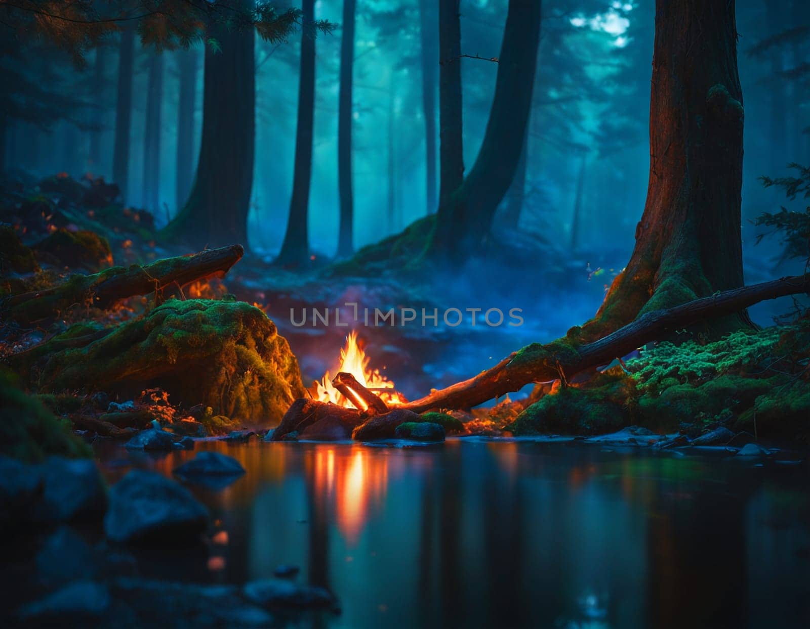 Bonfire in the dark forest by NeuroSky