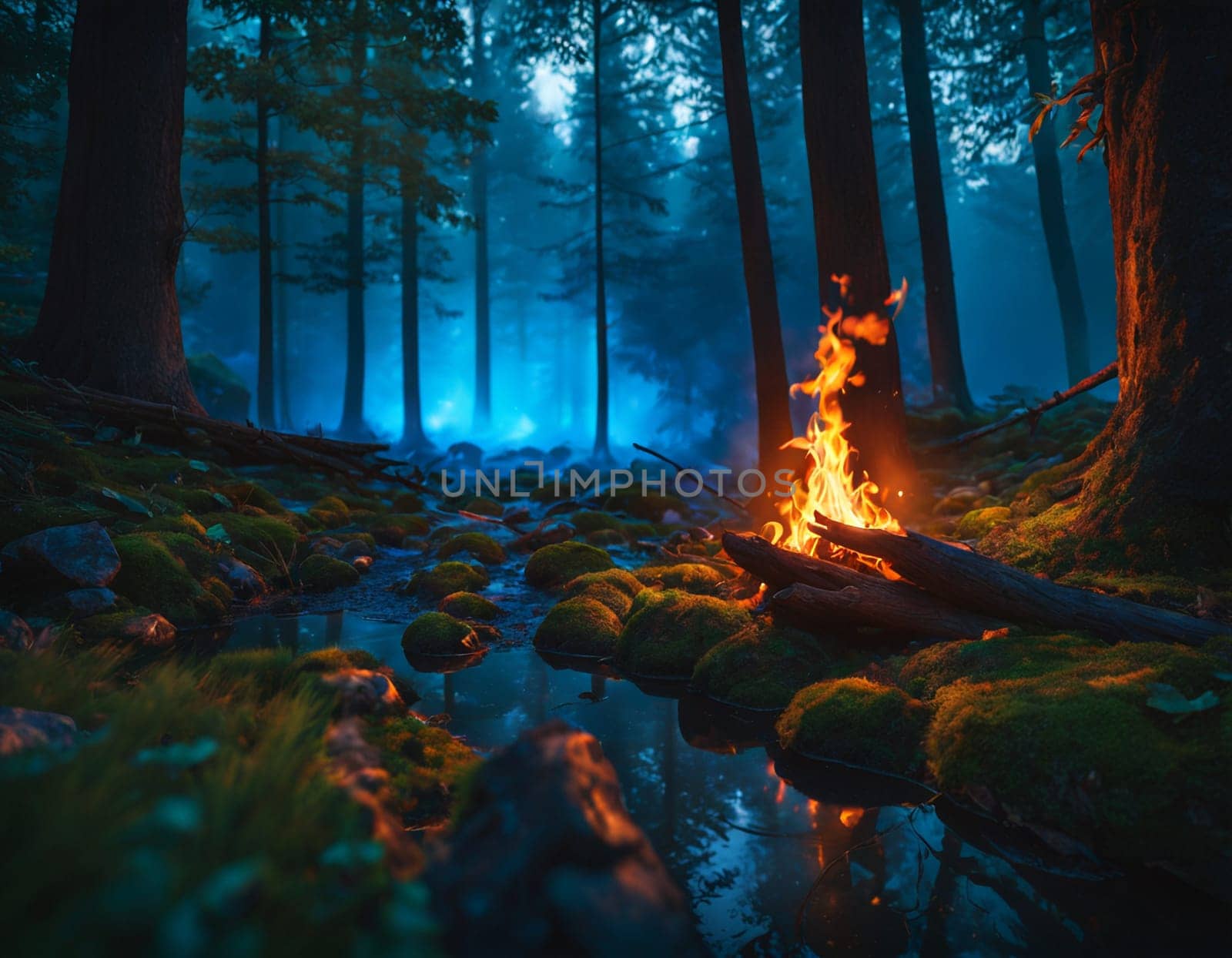 Bonfire in the dark forest by NeuroSky