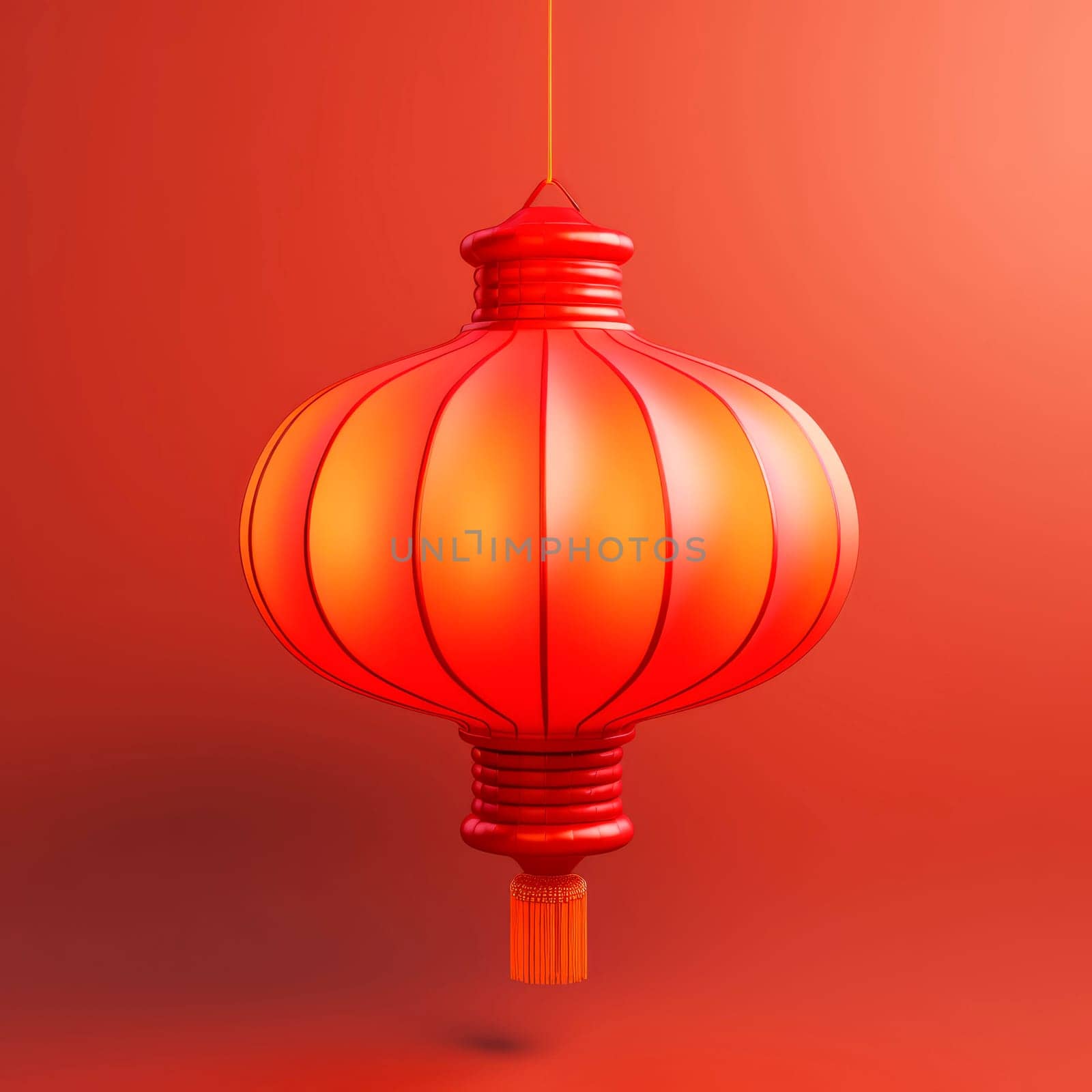 Red Chinese flashlight on a light background. by Spirina