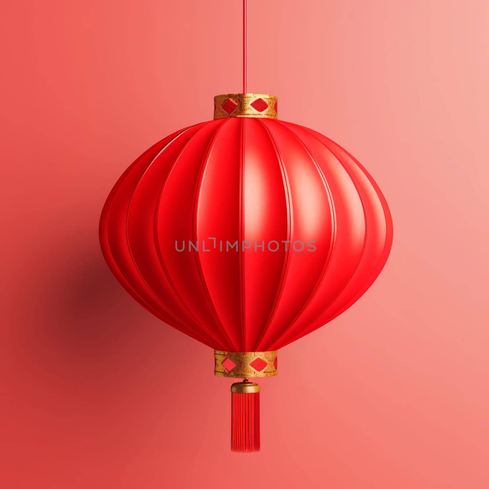 Red Chinese flashlight on a light background. by Spirina