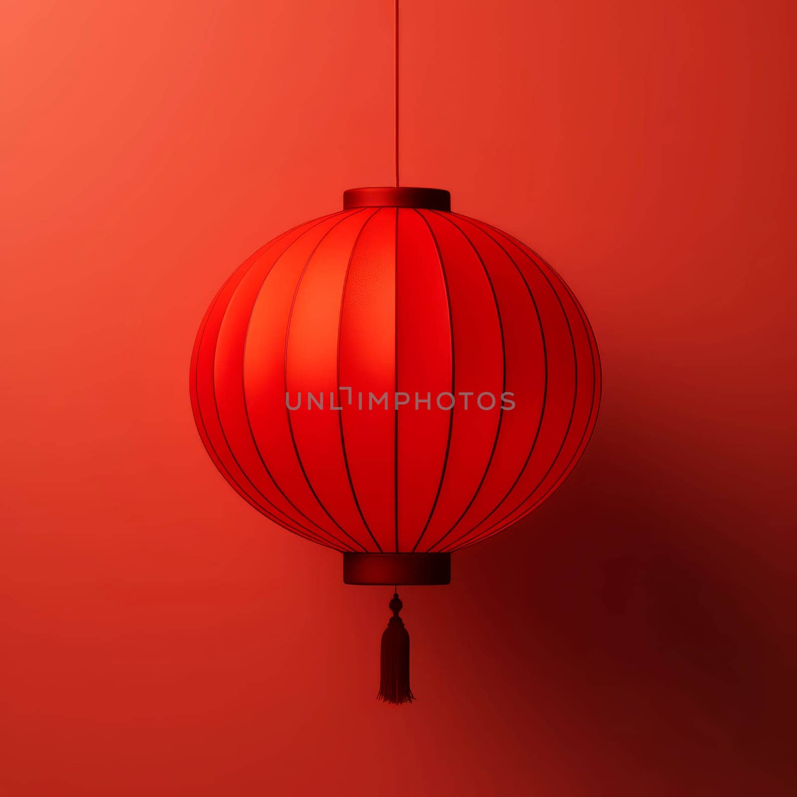 Red Chinese flashlight on a light background. by Spirina