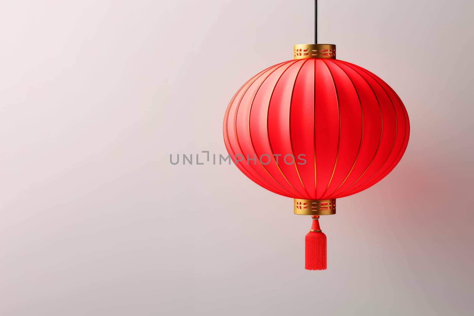 Red Chinese flashlight on a light background. by Spirina