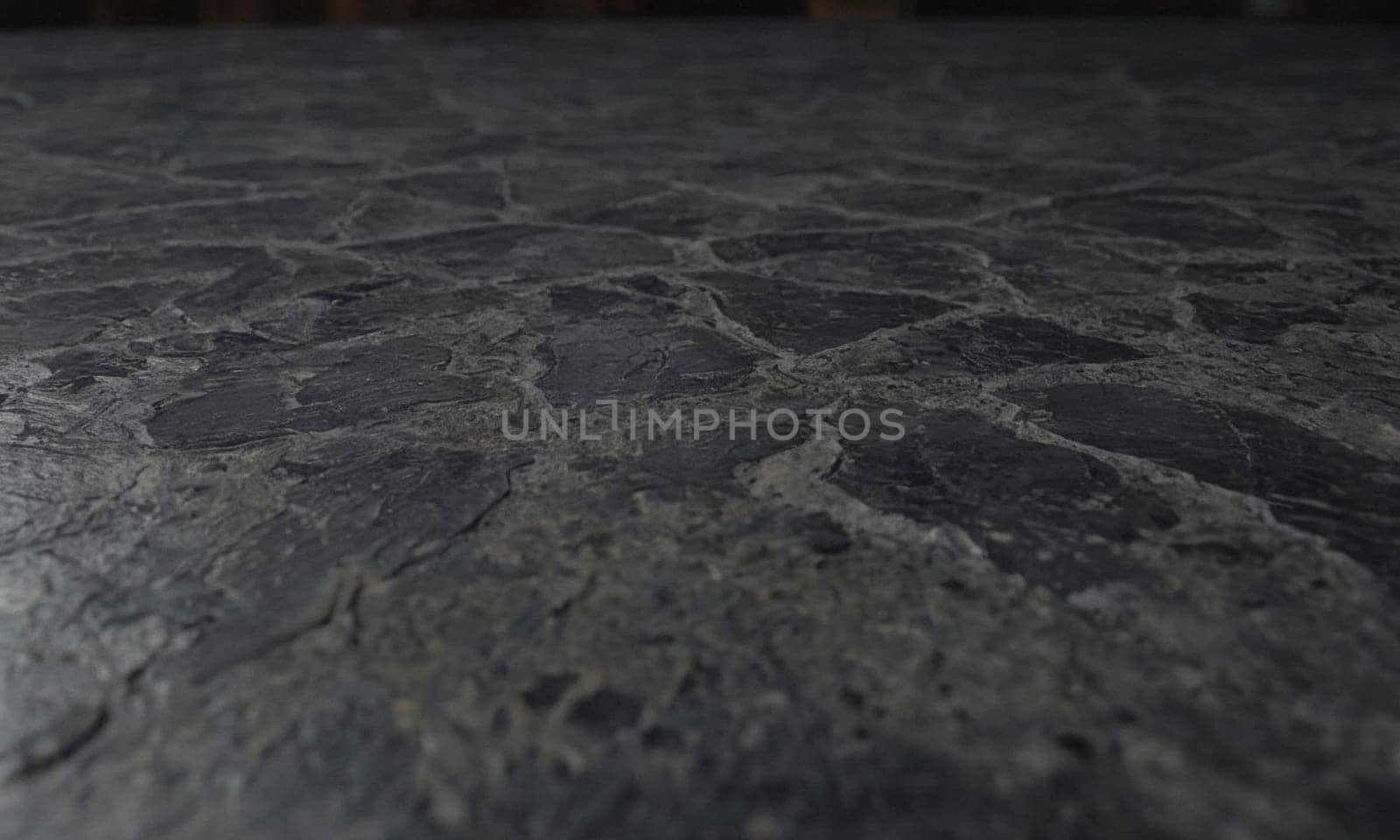 Professional design background with expensive black granite. Dark stone table with elements. High quality illustration