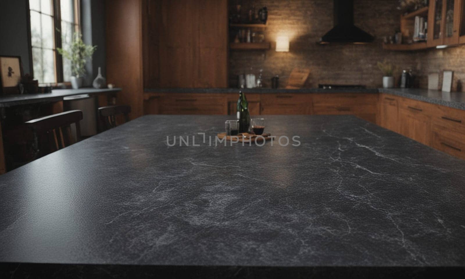 Professional design background with expensive black granite. Dark stone table by NeuroSky