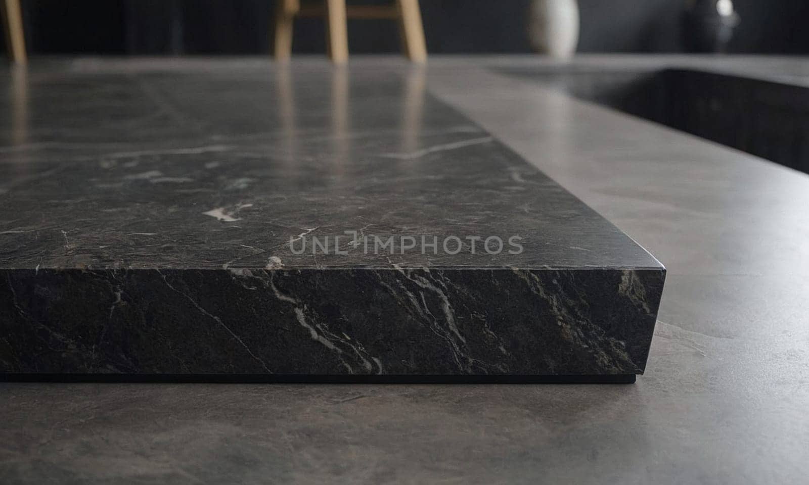 Professional design background with expensive black granite. Dark stone table by NeuroSky