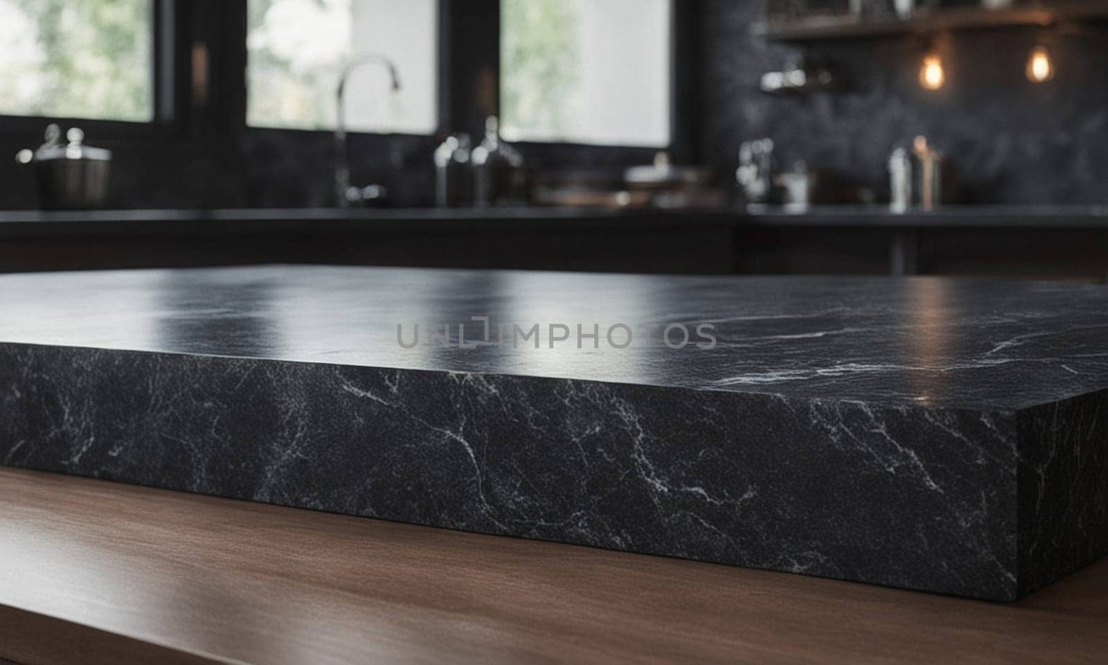 Professional design background with expensive black granite. Dark stone table by NeuroSky