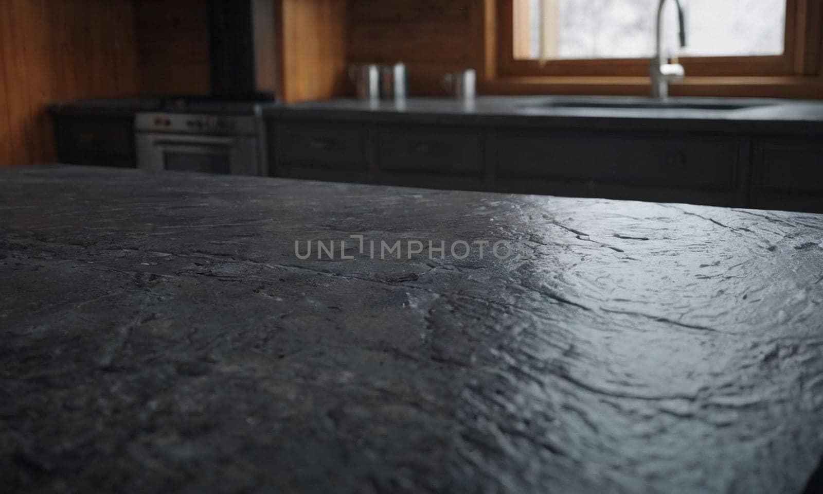 Professional design background with expensive black granite. Dark stone table by NeuroSky