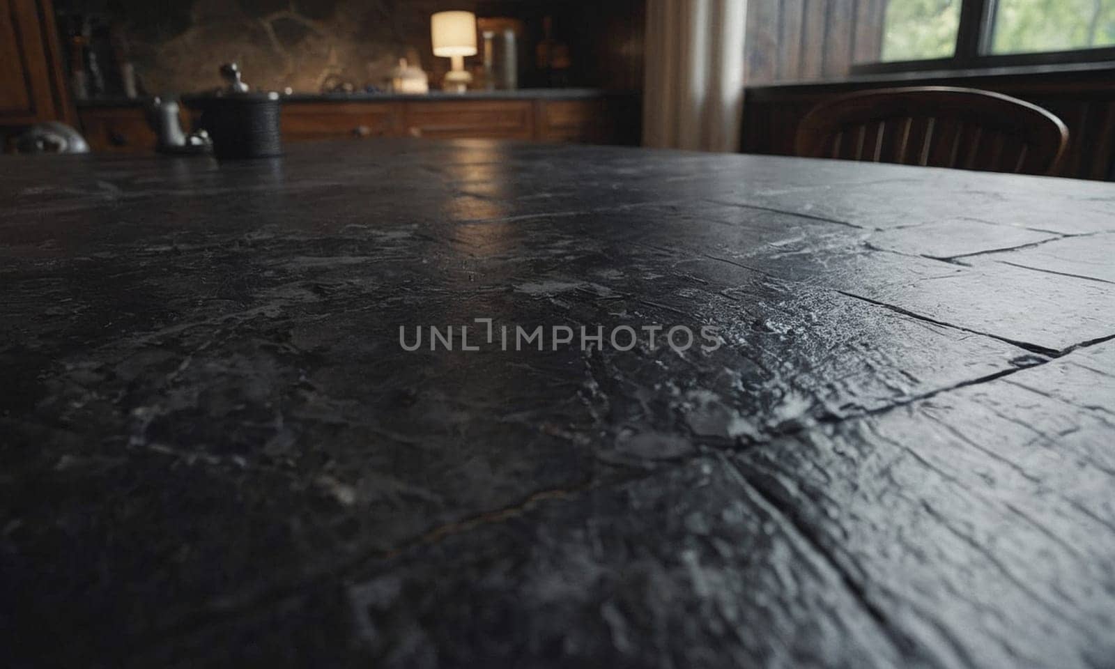 Professional design background with expensive black granite. Dark stone table by NeuroSky