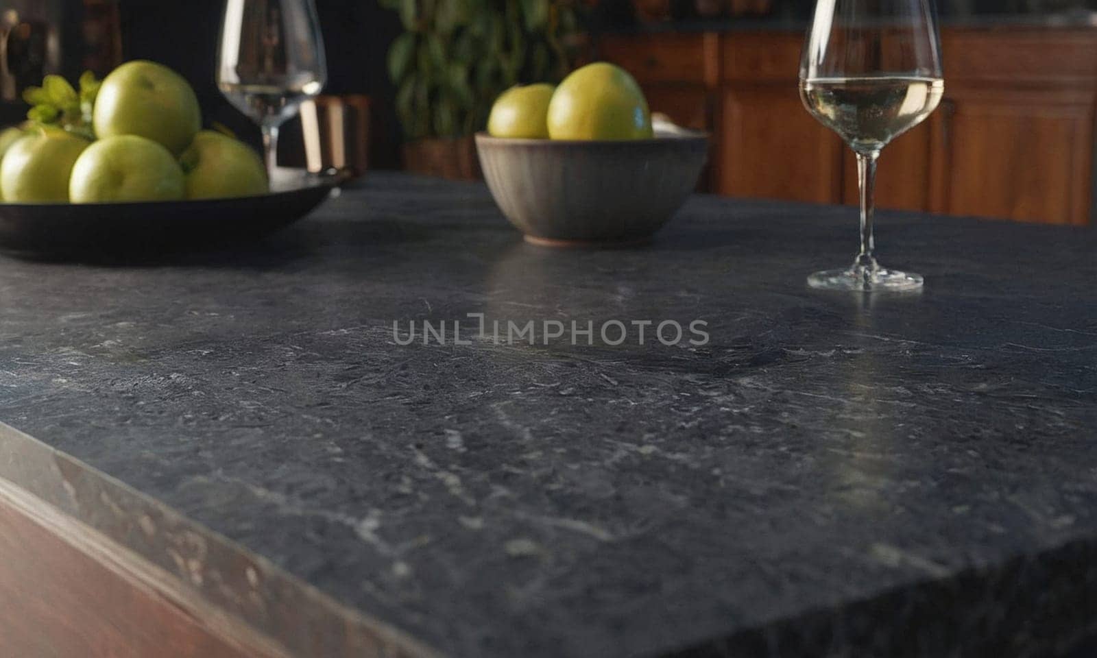 Professional design background with expensive black granite. Dark stone table by NeuroSky