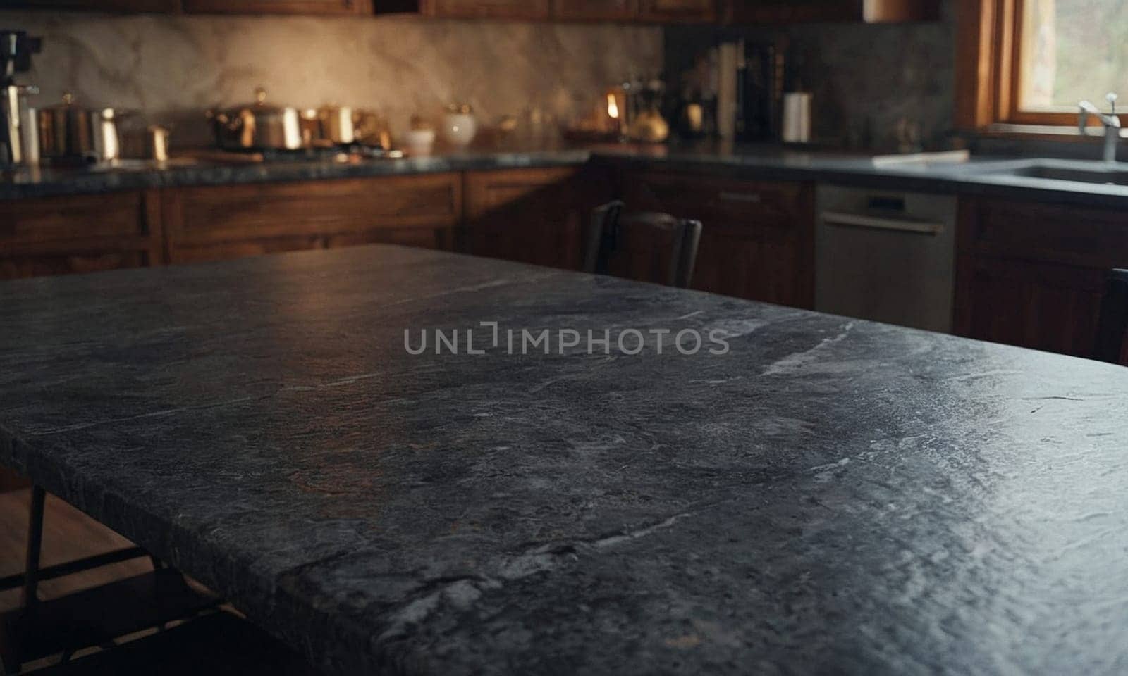 Professional design background with expensive black granite. Dark stone table by NeuroSky