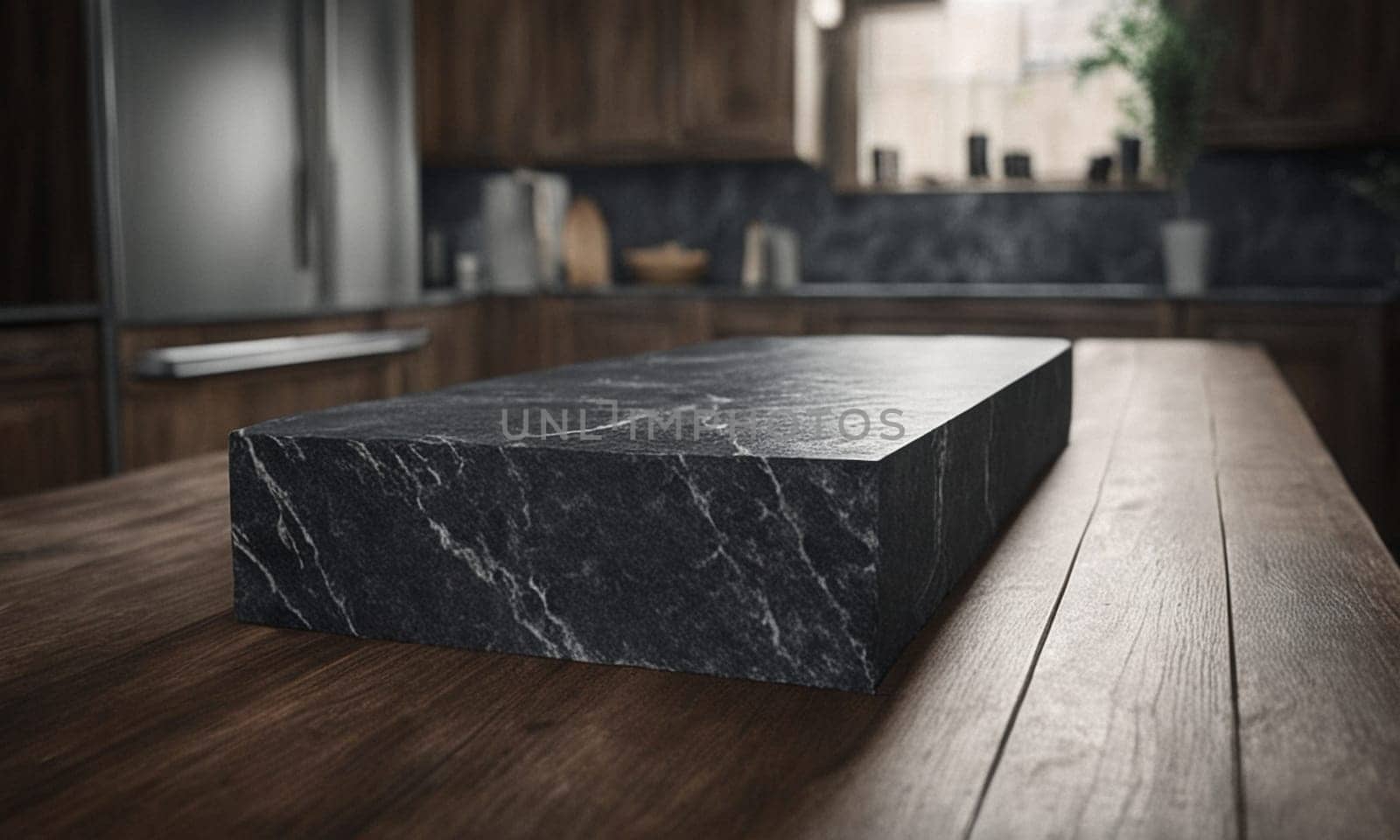 Professional design background with expensive black granite. Dark stone table by NeuroSky