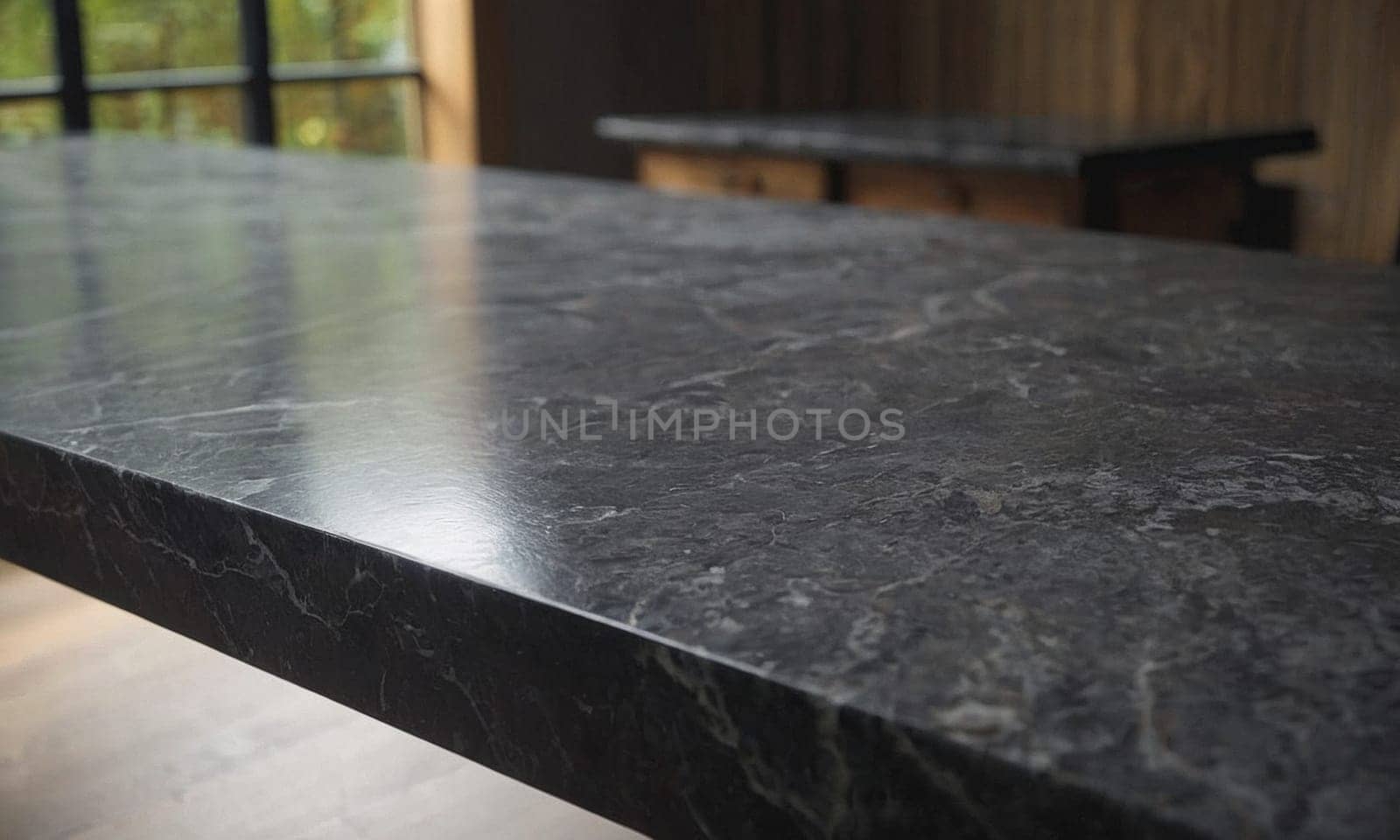 Professional design background with expensive black granite. Dark stone table by NeuroSky