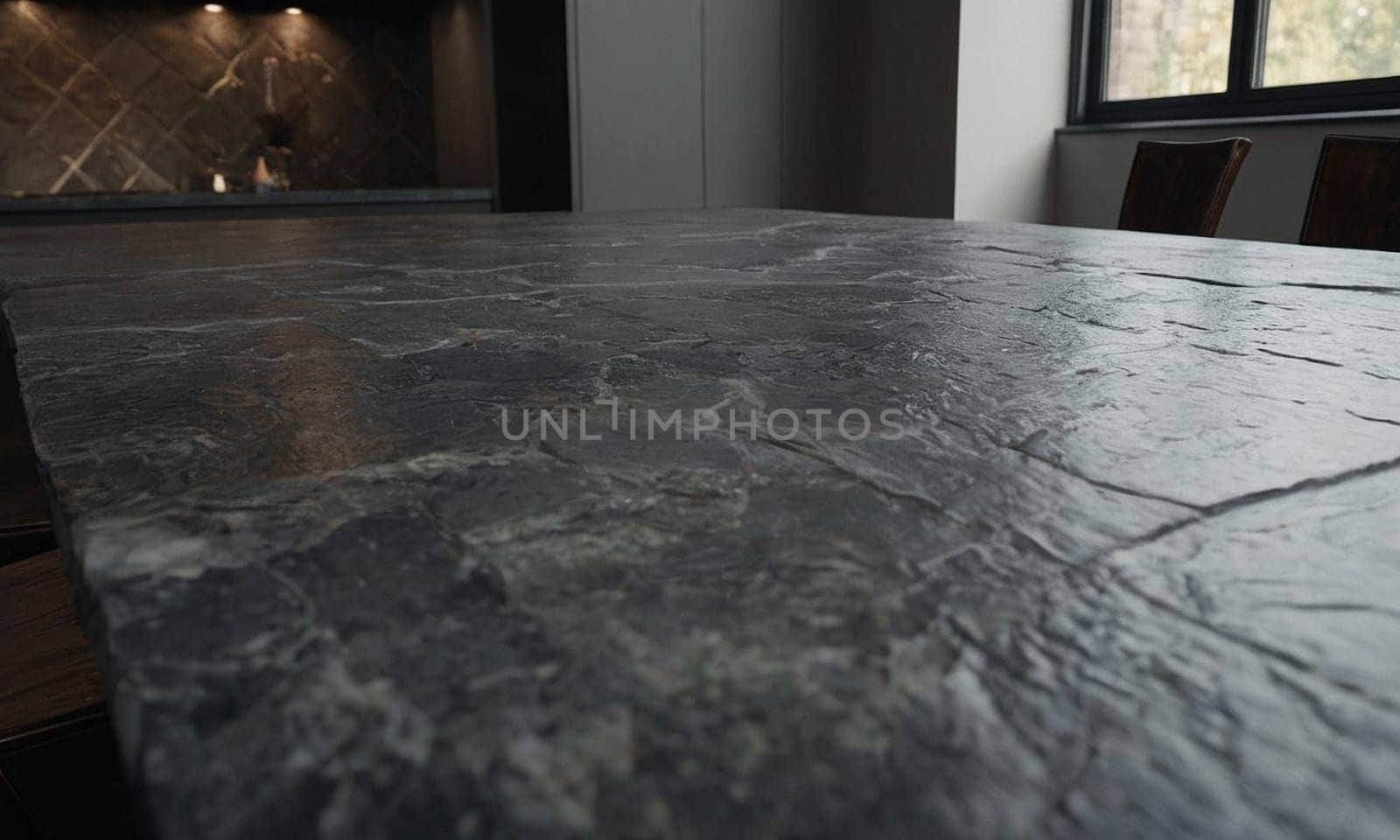 Professional design background with expensive black granite. Dark stone table by NeuroSky