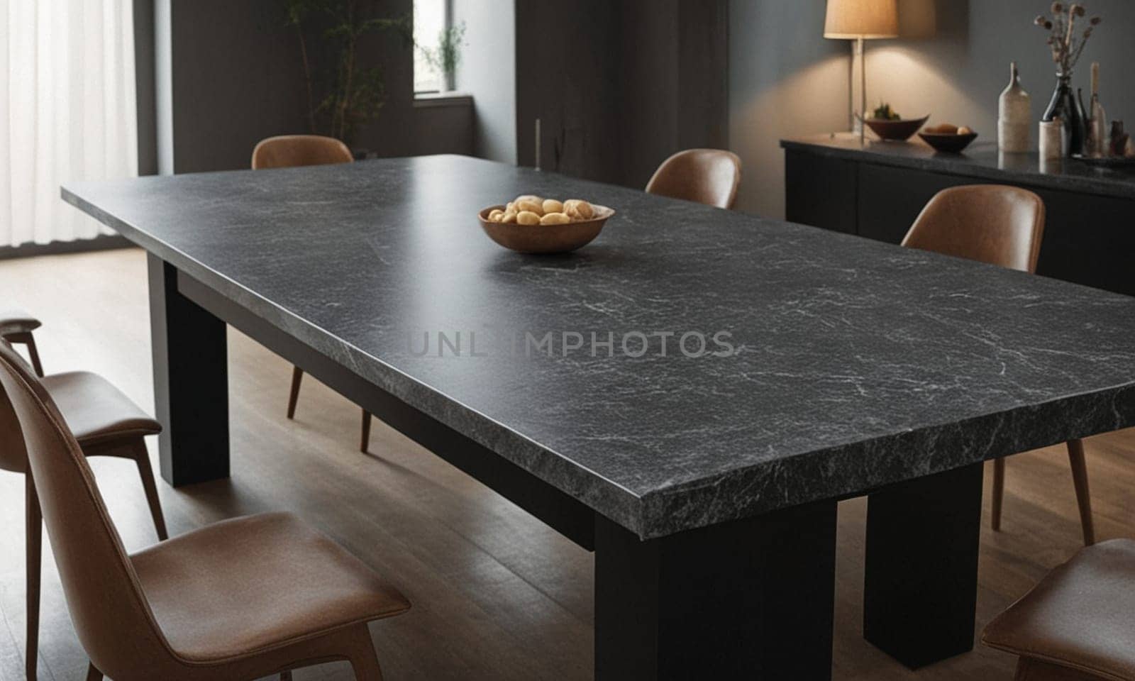 Professional design background with expensive black granite. Dark stone table by NeuroSky