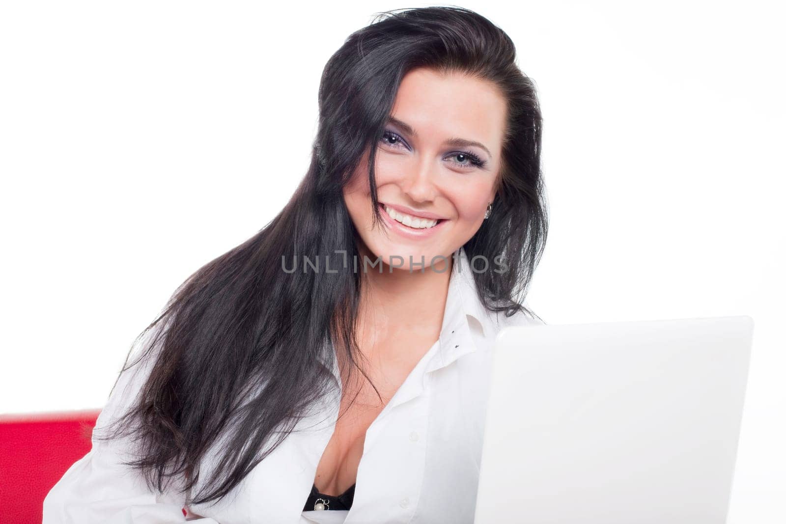 Attractive sexual young woman  look up close-up