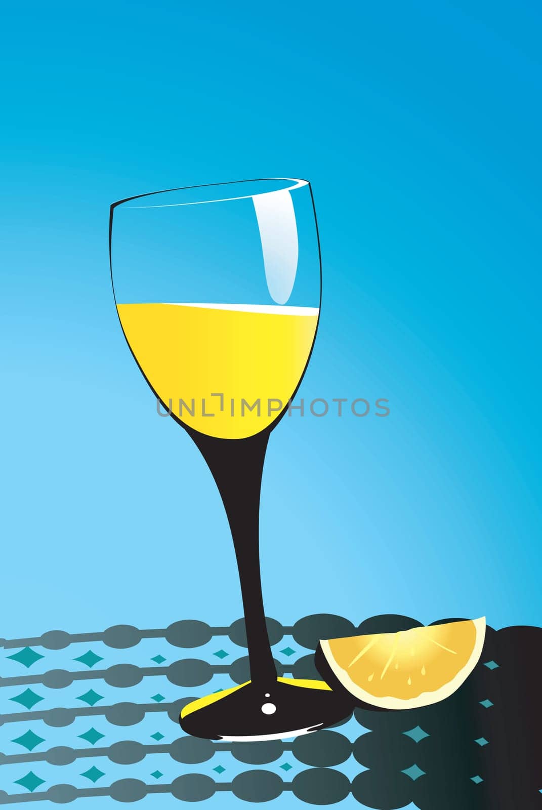 Illustration of glass of juice and slice