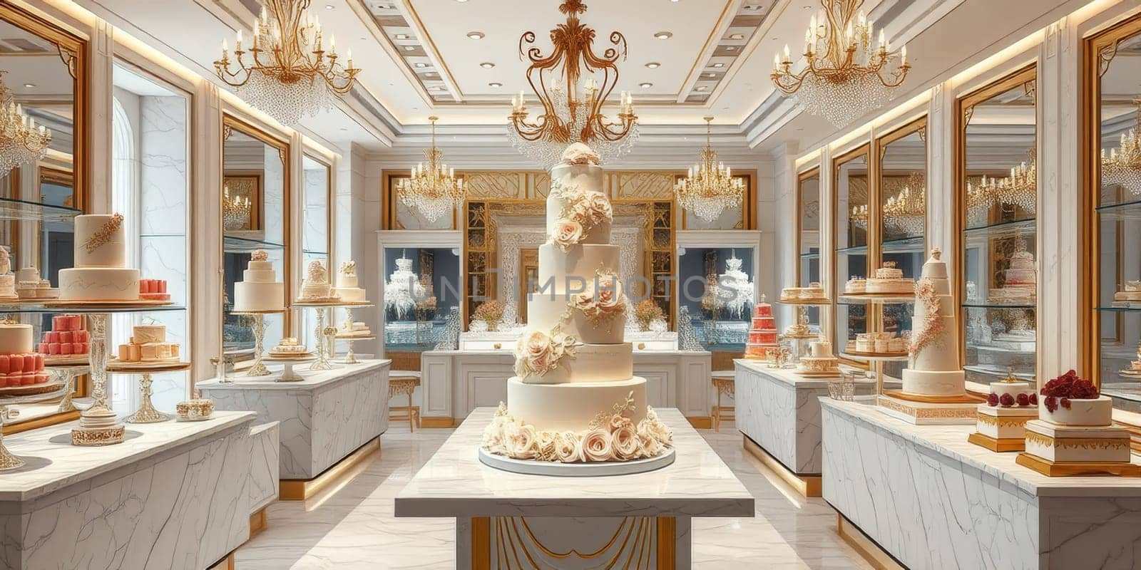 Boutique with chic wedding cakes. High quality photo